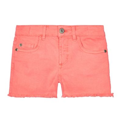 Girls' coral denim shorts